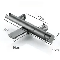 ก๊อกน้ําข้างอ่างอาบน้ําแบบขยายสีเทาปืนหรูหราน้ําร้อนและน้ําเย็นวาล์วผสมทองเหลืองพร้อมฝักบัวปืนฉีด 4