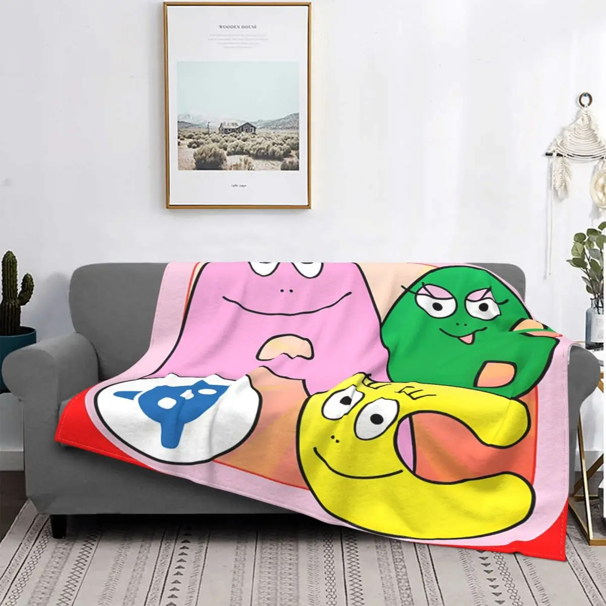 

Les Barbapapa Barbamama Blankets Fleece Printed Parent Child Animation Portable Soft Throw Blanket for Home Bedroom Quilt