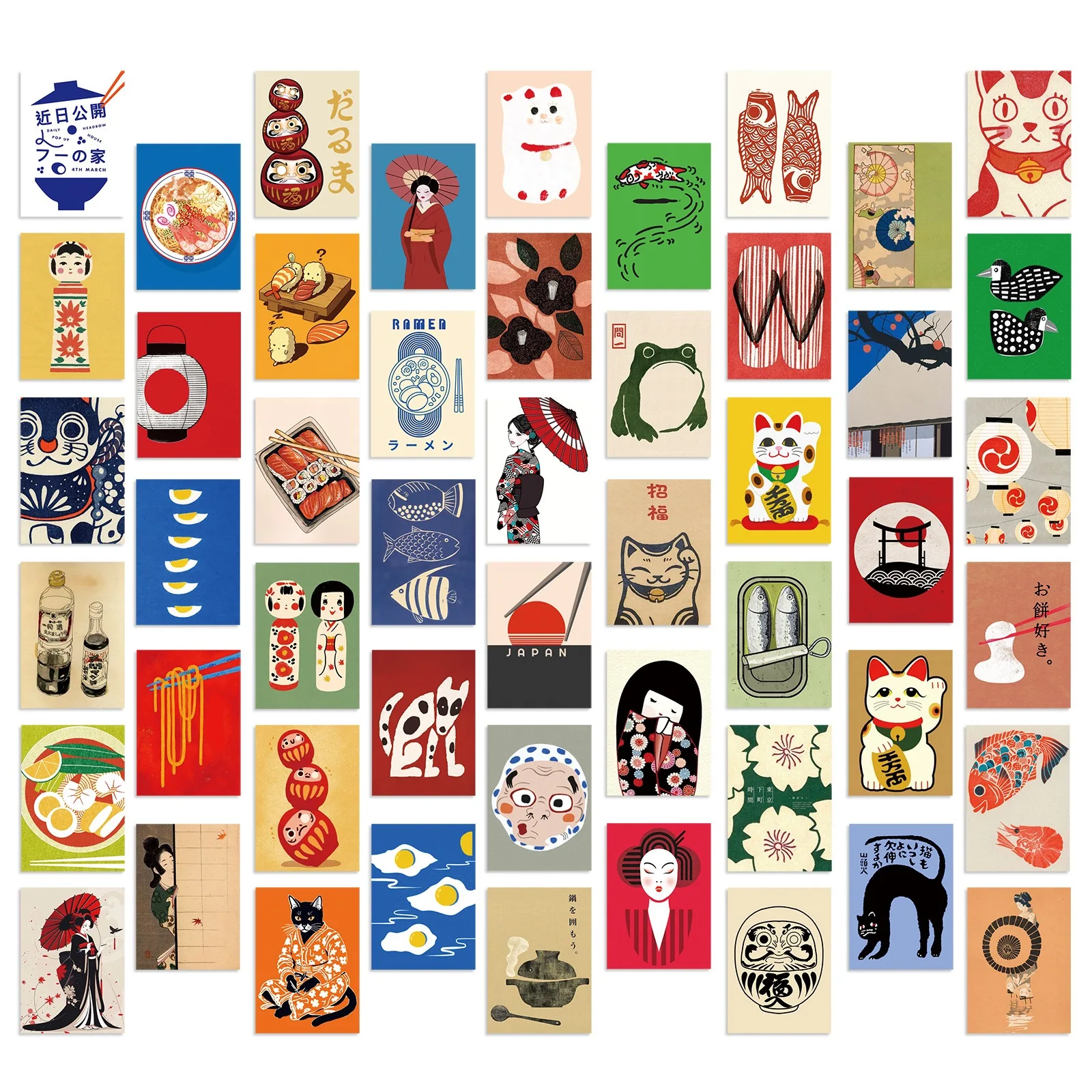 10/50pcs Cartoon Spring Day Japanese Style Culture Graffiti Stickers Kawaii DIY Kids Travel Luggage Guitar Fridge Laptop Sticker