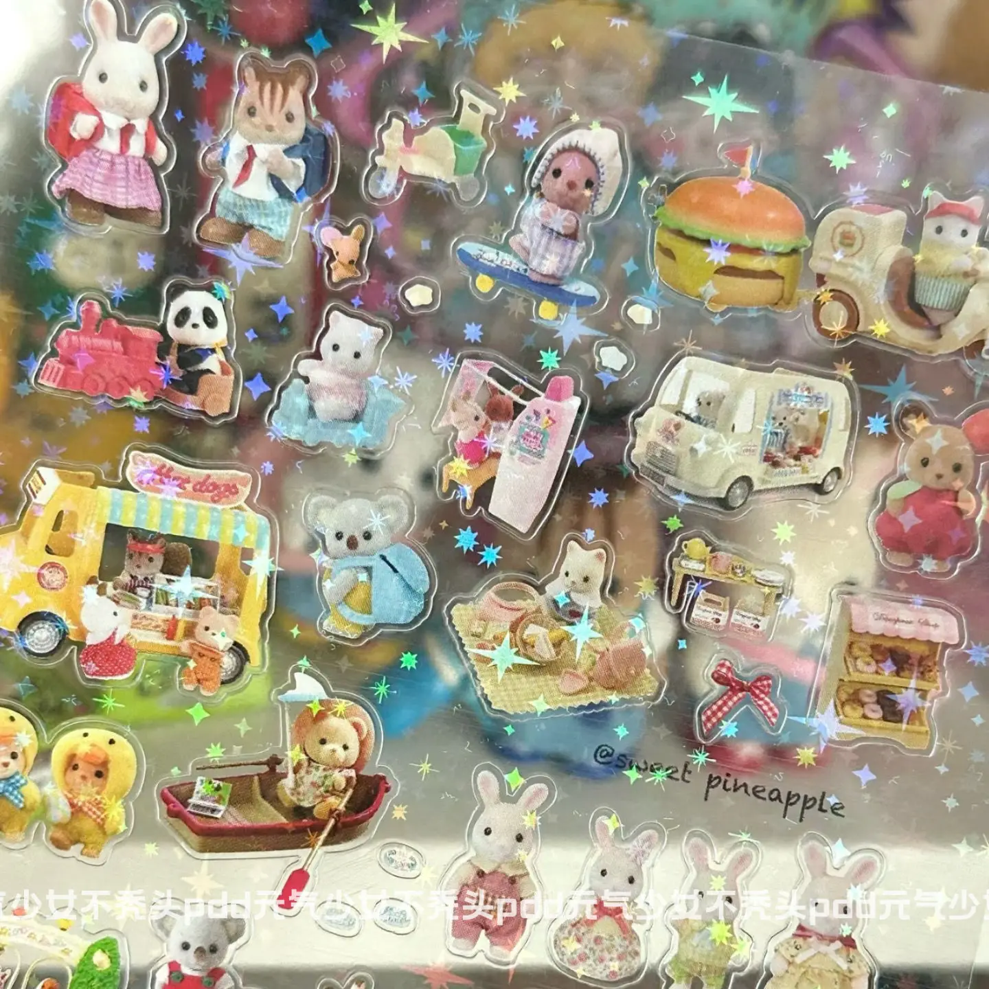 Sylvanian Families Cartoon Waterproof Stickers Pack Cute Water Bottle Laptop Skateboard Scrapbook Anime Accessories 6