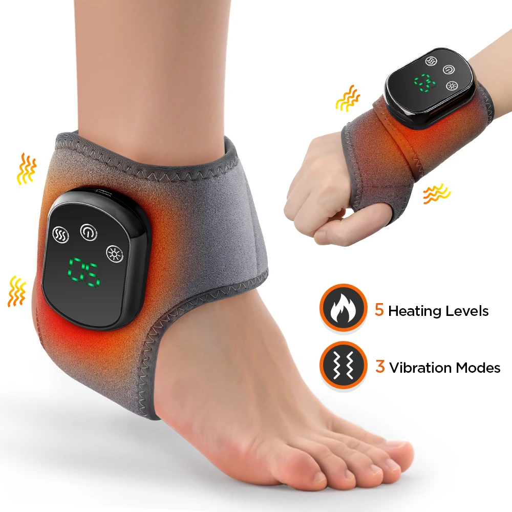 Bracelet chauffant électrique rechargeable avec massage par vibration et compresse chaude pour poignet, cheville et protection des mains et des pieds_voghion.com