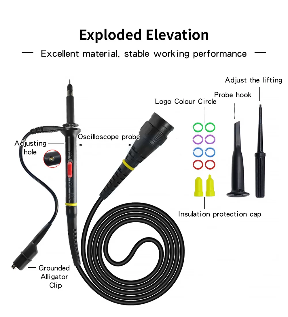 Description Picture 5 of itemHantek oscilloscope probe  PP80B PP150B PP200B 80Mhz 100Mhz 200Mhz  X1 200V X10 600V Applicable BNC