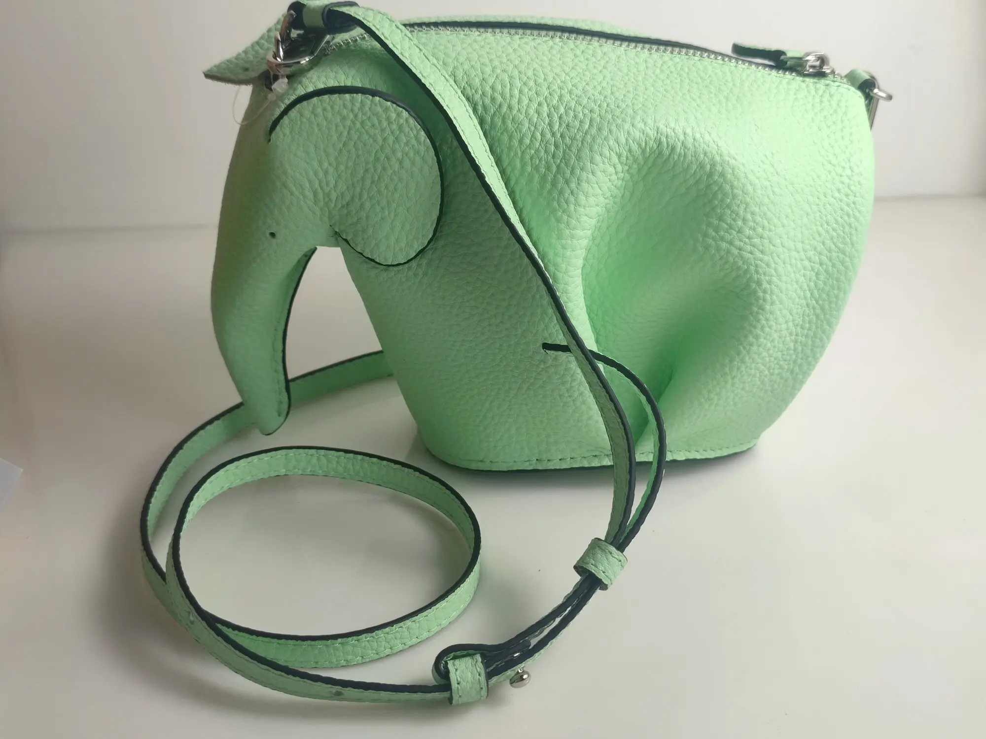 

Green Elephant Bag Genuine Leather Shoulder Bag Handmade Crossbody Customized Cow Leather LOGO/Name available