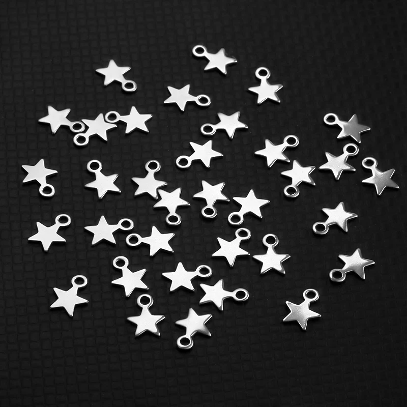 Stainless Steel Small Star Pendant Flat Charms 20pcs for DIY Jewelry Making Necklace Decoration Bracelet End Tail Charm stainless steel charms,star charms,jewelry charms,fashion jewelry accessories