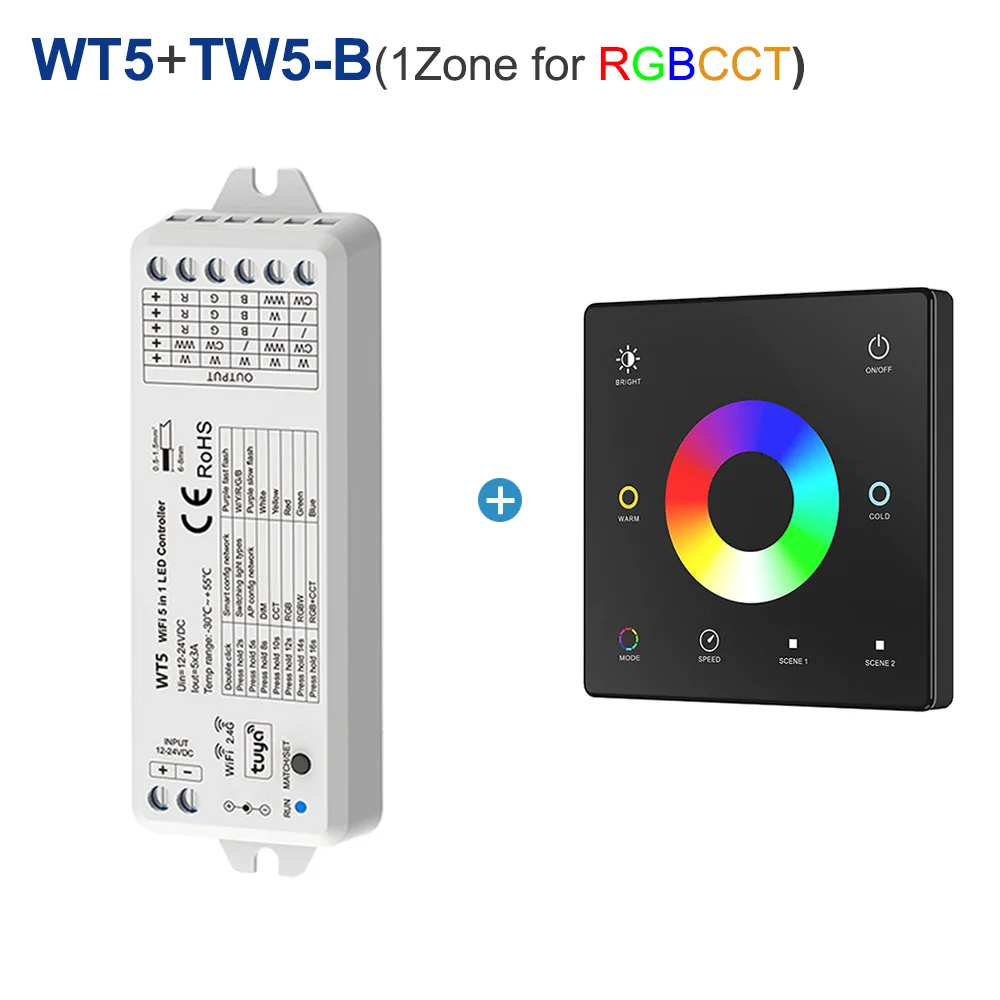 Enhanced Smart LED Controller with Touch Panel Remote - 5-in-1 WiFi & RF Technology
