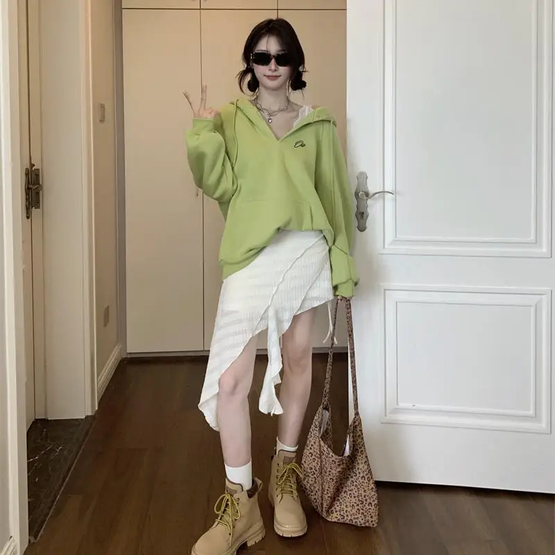 투니스 여성 아메리칸 루즈핏 V넥 후드티