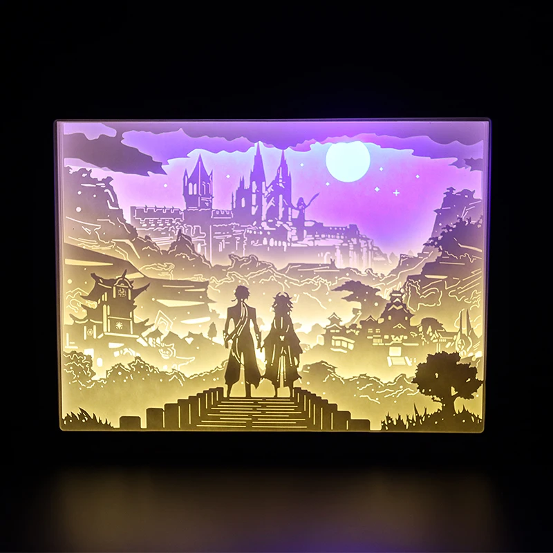 

ZhongLi Xiao For Room Night Light Paper-cut Game Genshin Impact Atmosphere Lamp 3D Paper Carving Art Lamp USB Power for Bedroom