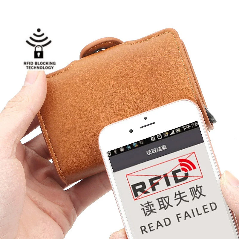 12 Card Slot Magic Anti RFID Double Aluminum Box Leather Wallet Card Holder Large Capacity ID Credit Bank Case wallet card holder leather wallet credit card wallet smart wallet credit card holder card holder card wallet id card case business card holder id card holder document card wallet wallet card bag