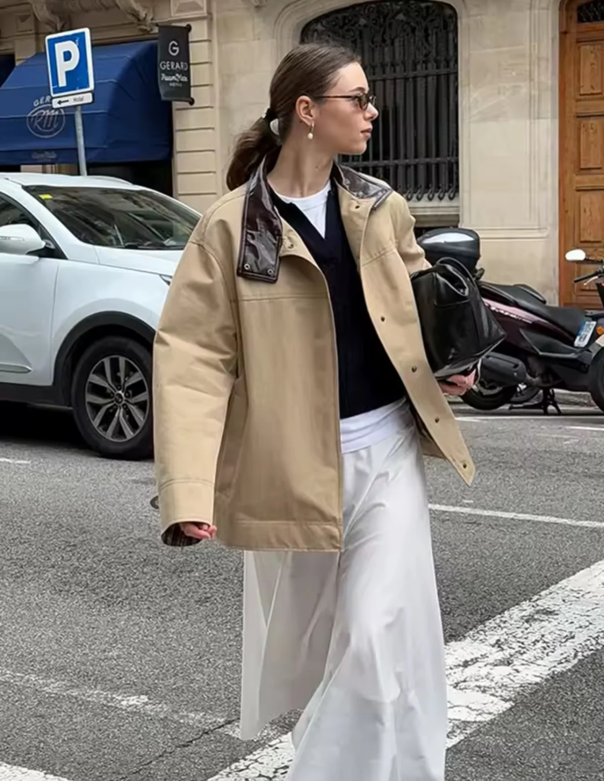Description Picture 3 of itemEuropean and American style 2025 new contrast color stitching loose casual long-sleeved jacket