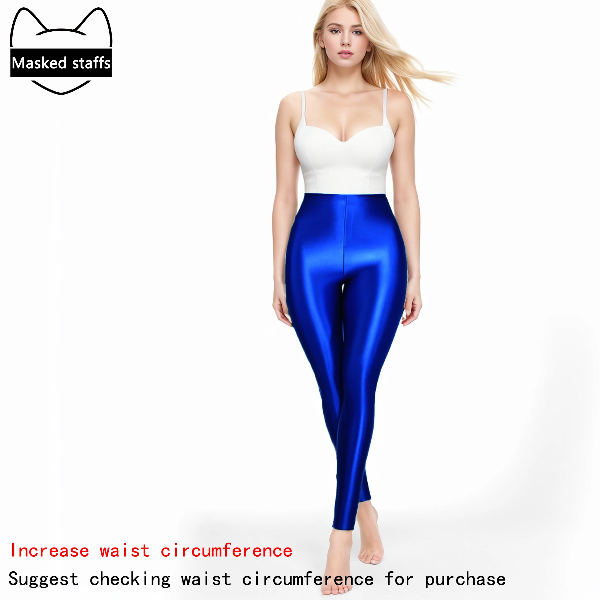 Masked staffs Satin Glossy LARGE WAIST Pants Sexy Yoga Leggings Sport Fitness Japanese High Waist Tights silky glossy pants