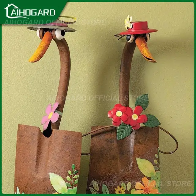 Északi Retro Lapát Kacsa Vasművészeti Kézműves Kert Otthoni Dekoráció Szabadtéri Személyiség Kreatív Szobor Kerti