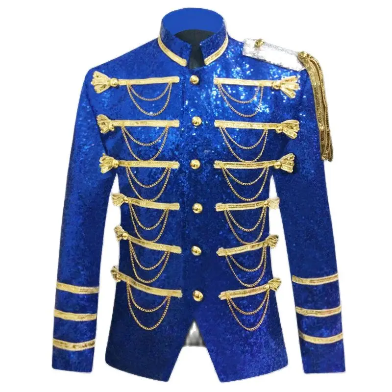 Sequin Embellished Blazer Jacket Men Stage Party Mens Suit Jacket Military Dress Tuxedo Men Blazer Singer Show DJ Costume Homme mens blazer