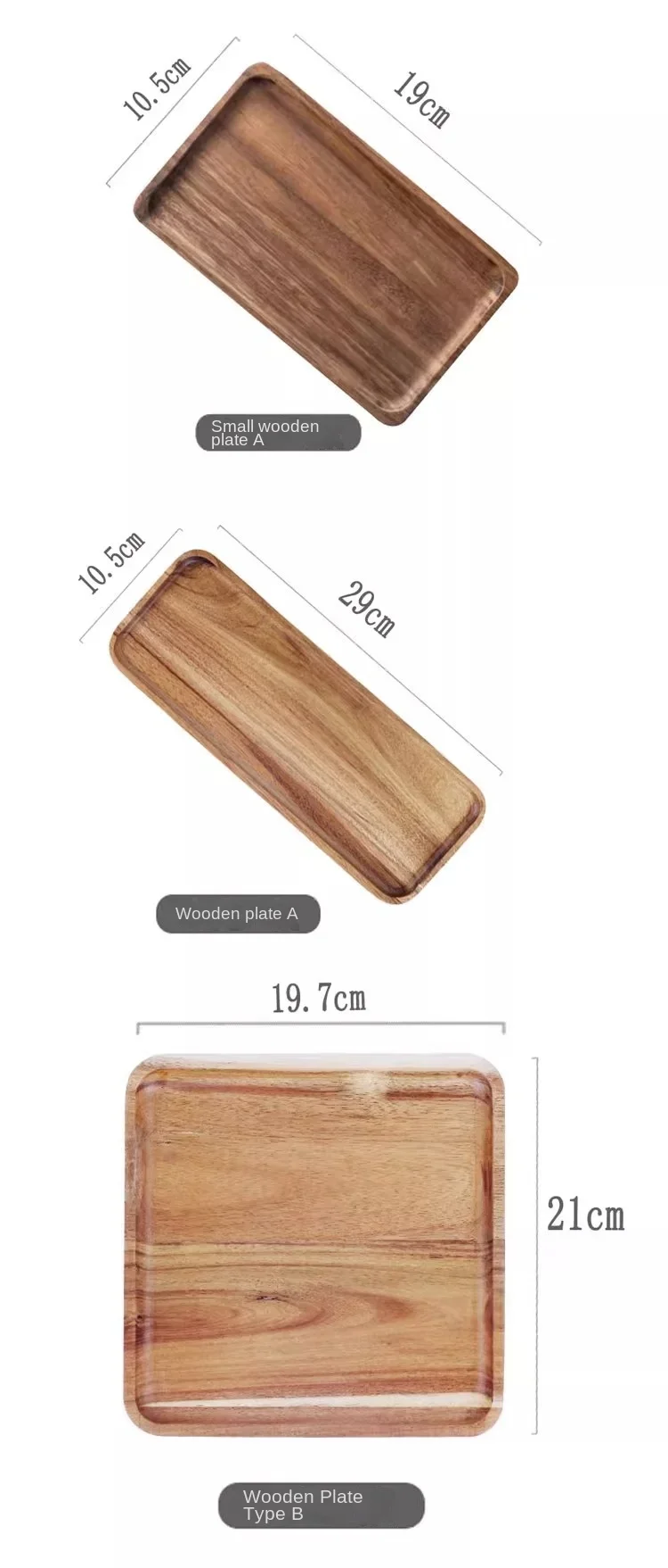 Description Picture 6 of itemAcacia Wood Coffee Tray Rectangular Food Cup Trays Decorative Wood Plate Dessert Candy Acacia Wood Gongfu Tea Tray