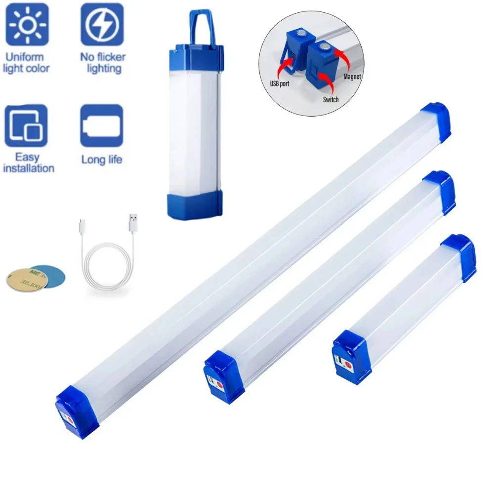 Led tube camping light Usb rechargeable Dc5v 17cm 32cm 52cm 6000k 3000k 20w/60w With/hook Multifunctional lamps Outdoor portable