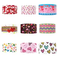 5 Yards Multi Size Valentine’s Day Heart Printed Grosgrain Ribbon For Craft Supplies DIY Hair Bow Party Decoration,5Yc16589