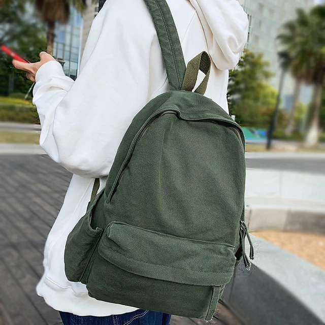 Top Canvas Backpack Vintage Rucksack Army Green Sac à dos Women Men Mochila  – Travell Well