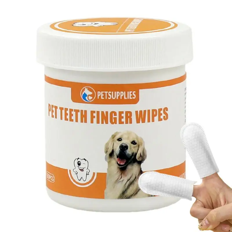 

Finger Wipes for Dogs Teeth 50PCS No-Rinse Dog Finger Toothbrush Pet Grooming Wipes Bad Breath Eliminator Pet Supplies for Dogs