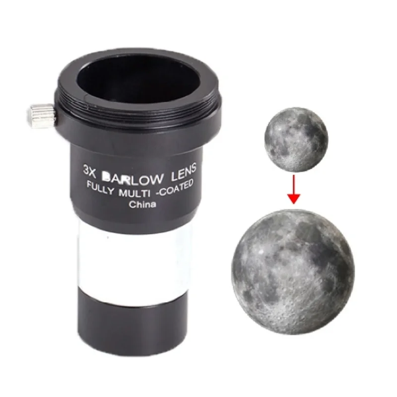 3X Barlow Lens 1.25 망원경 접안 렌즈, 알루미늄 M42 렌즈, 명확한 이미지 천문학 액세서리, 망원경용 접안 렌즈