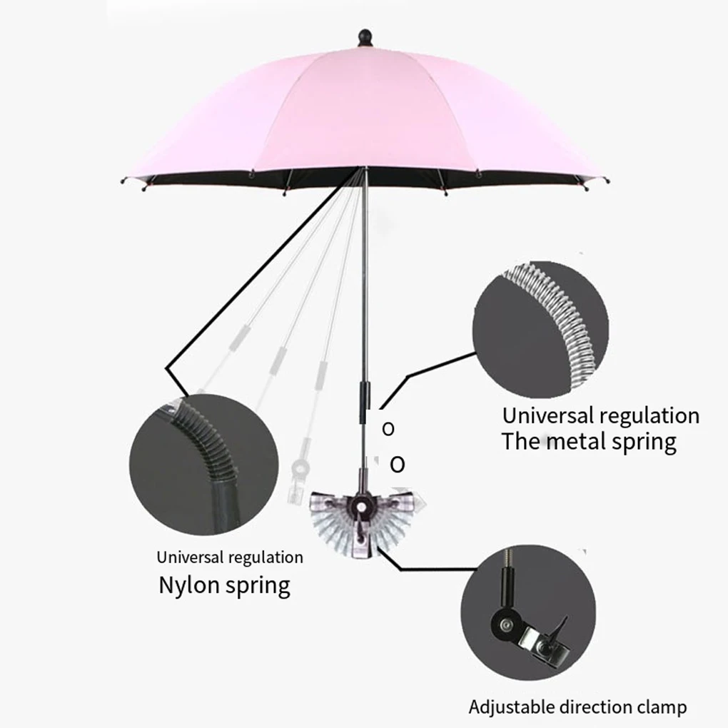 Poussette Pliante avec Poignées Amovibles pour Bébé, Parapluie Bumoustique pour Nourrisson, Juste de Parasol, Protection contre la Pluie, Modification de Canale, Noir