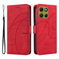 Premium Magnetic Leather Wallet Case - Elegant Curve Line Design - Motorola Moto E32s (RD)