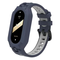 Silicone Sport Strap Replacement with Soft TPU Case for Smartwatch Wristband Bracelets (Midnight Blue Grey)