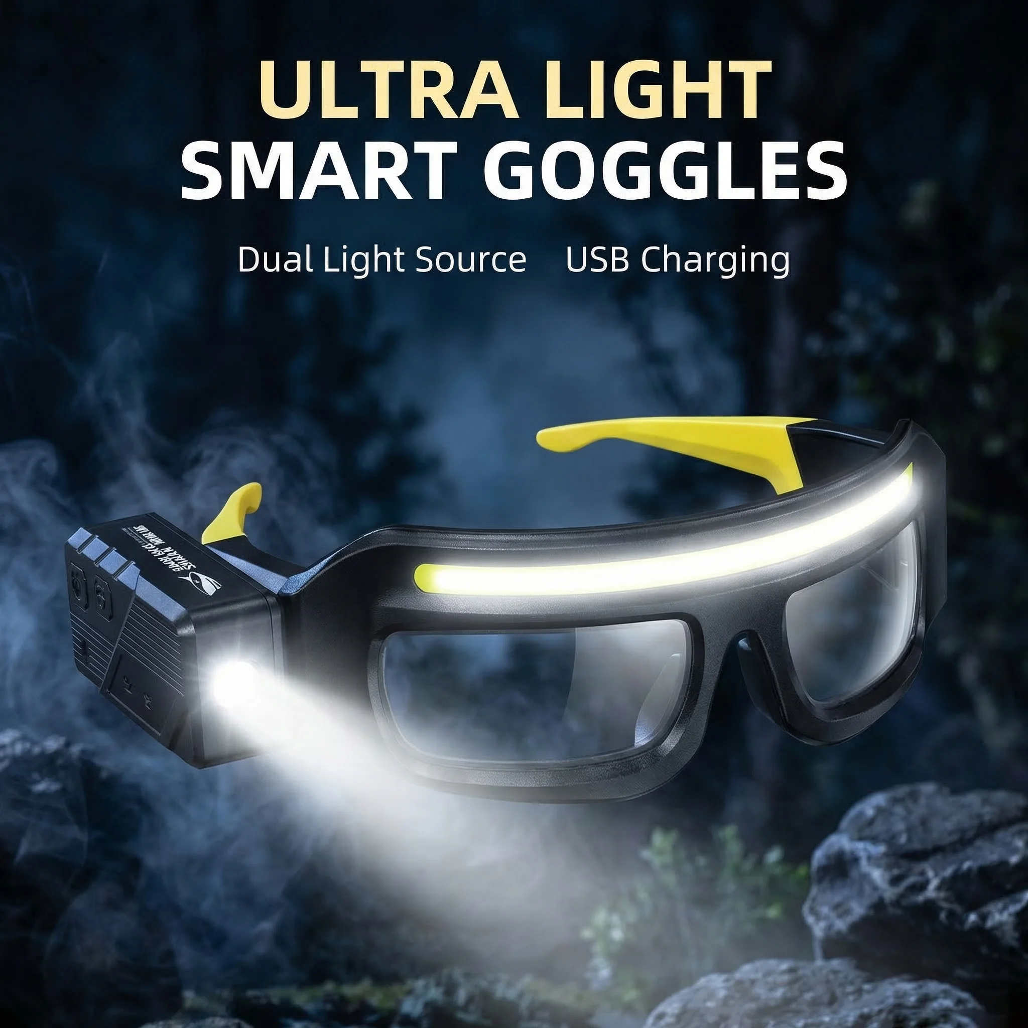 Frontale ultra-légère 99g avec contrôle par gestes et recharge USB-C pour vélo, pêche, réparation
