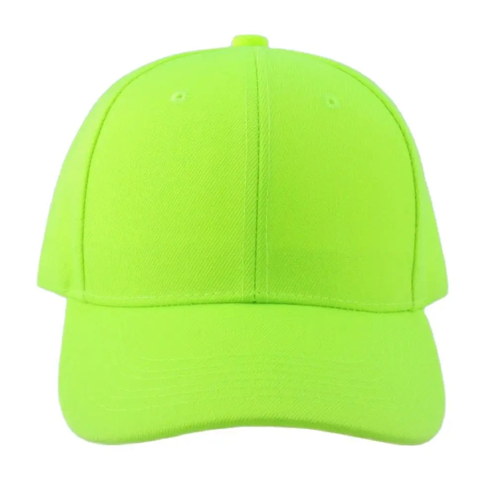 Bright Yellow Green Plain Twill Baseball Cap Blank Casual Hat for Women Men Lime Orange 6 Panel Cap Pre-Curved Visor 3