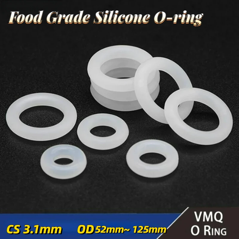 

White O Ring CS 3.1mm OD 52 ~ 125mm VMQ White O Ring Gasket Silicone Food Grade O-Rings Silicon Ring High Temperature Gasket