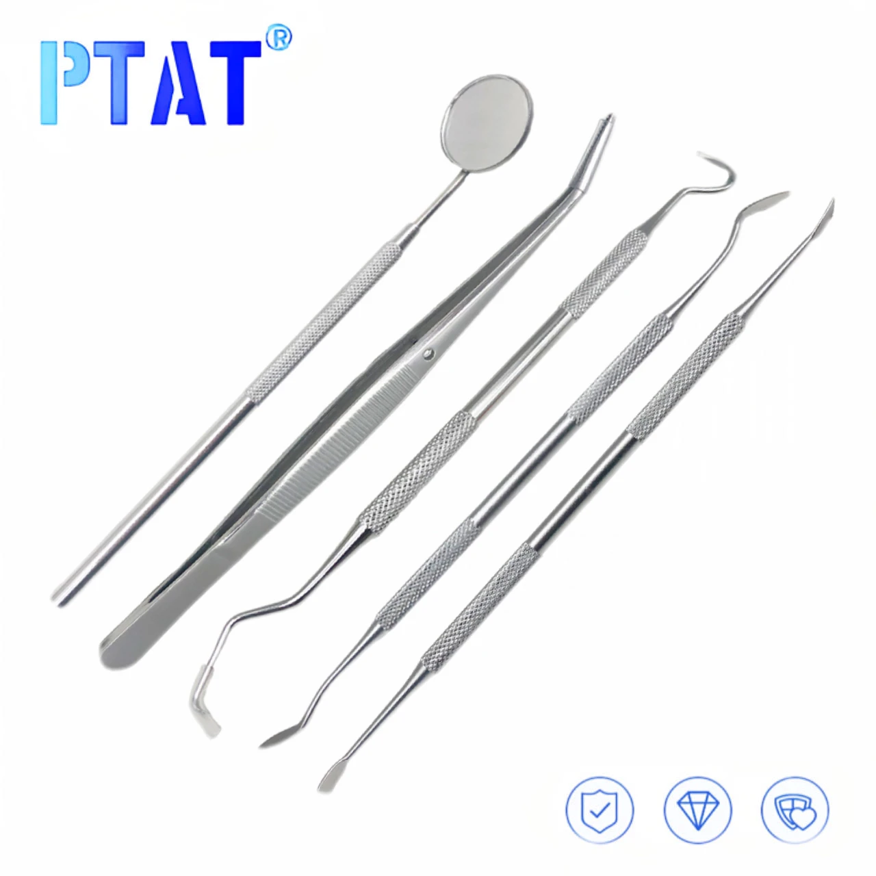 

Dental Mirror Stainless Steel Dental Dentist Prepared Tool Set Probe Tooth Care Kit Instrument Tweezer Hoe Sickle Scaler