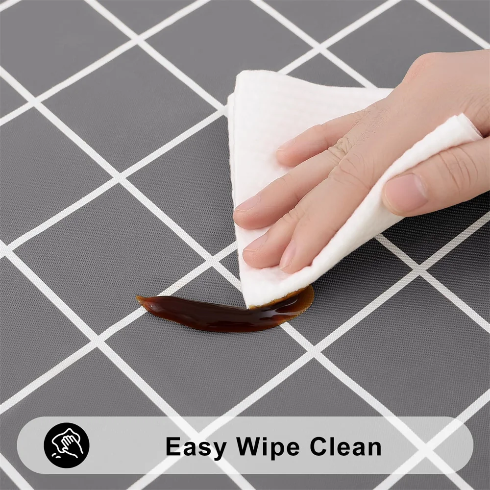 Kitinjoy Rectangle Table Cloth Waterproof Vinyl Tablecloth with Flannel Plastic Plaid Table Cover Dining Picnic Indoor Outdoor 3