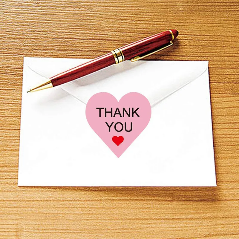 50-500pcs Pink Heart Thank You Sticker Stylish Needs for Gift Wrapping Notes and Letters Self-adhesive Label DIY Envelope Seal