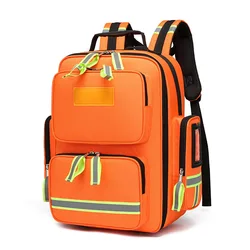 Enhanced Emergency Survival First Aid Backpack with Large Capacity for Outdoor Camping and Medical Needs (Orange)