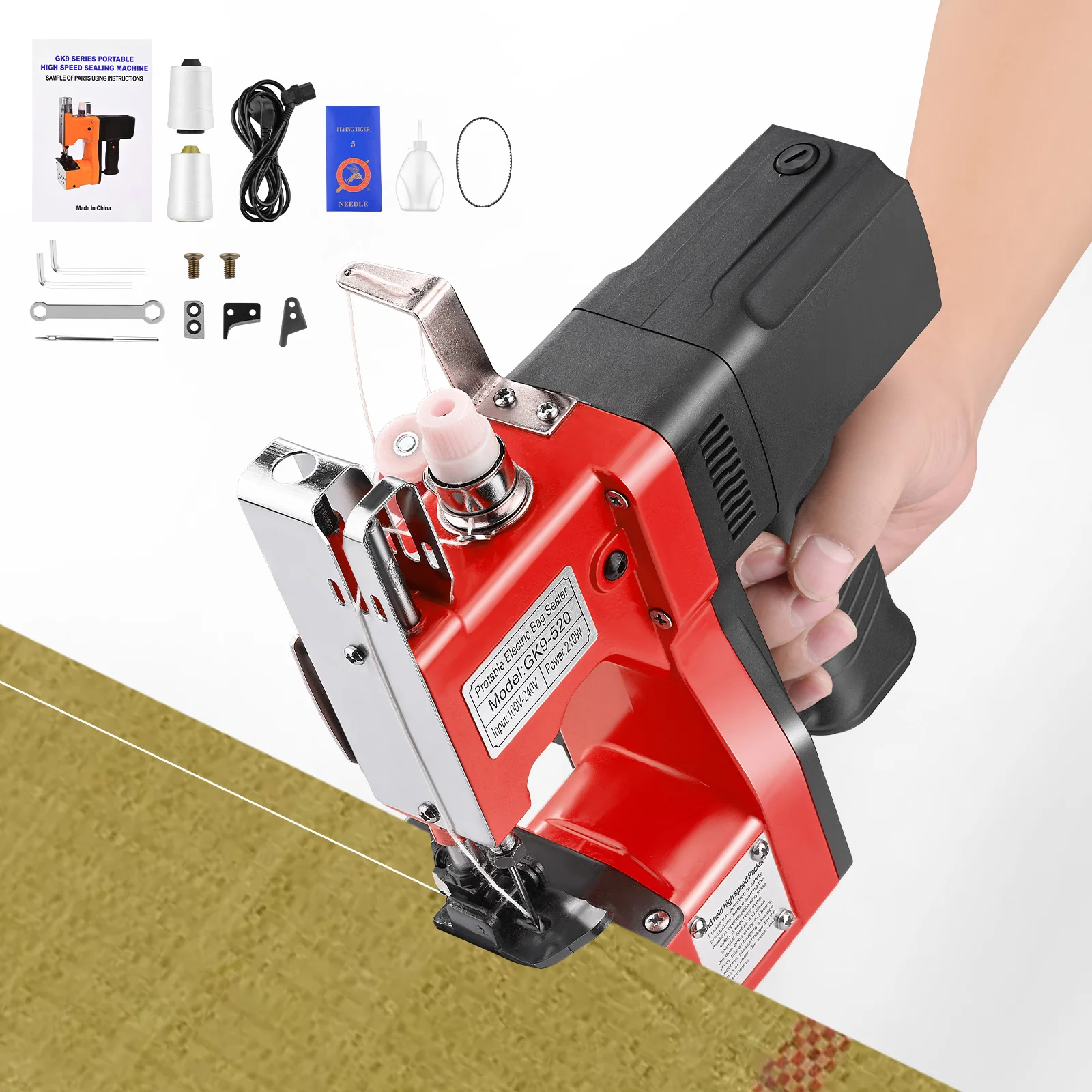 Electric Bag Closer Closing Machine Weaving Bag Sealing Machine190W Handheld Sewing Closing Sealer Packaging Machine