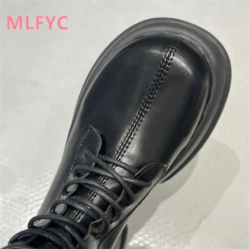 Large British style female autumn and winter new thick soled boots for women's fashionable and sexy warm boots