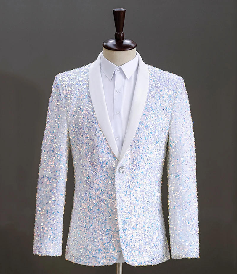 

New Fashion Men's Gradient Sequin Suit Nightclub Bar Male Singer Host Stage Performance Costume Studio Art examination Dress
