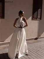 Women Sexy Backless Jumpsuits Halte Sleeveless Slim High Waist Sping Summe Thin Lady Elegant Streetwear Long Wide-leg Pants - Image 5