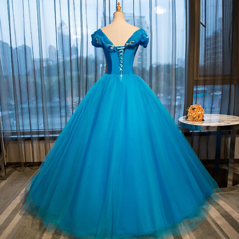 Bomaris Blue Off-Shoulder Ball Gown Quinceanera Dresses Vestidos De 15 Anos Fashion Cinderella Birthday Party Gowns Customized