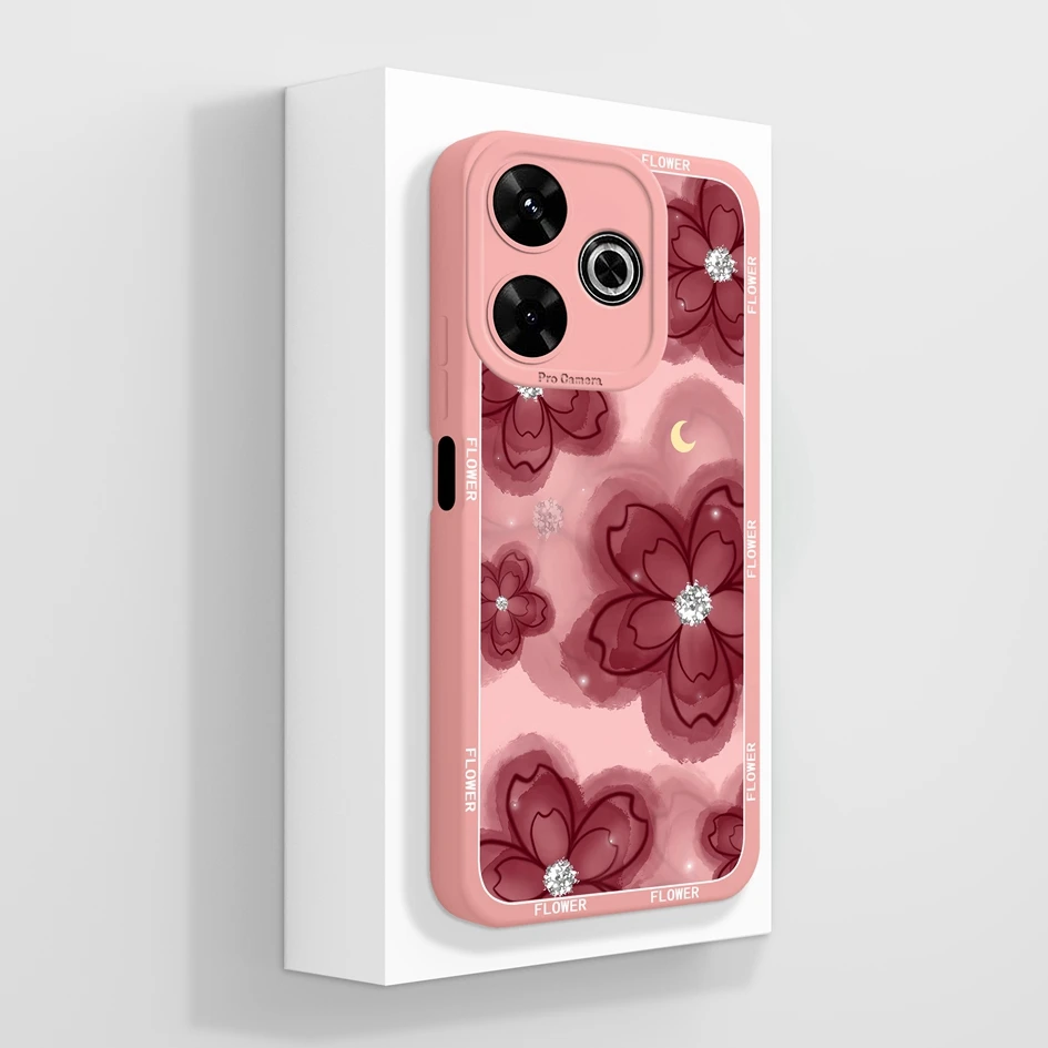 Aesthetic Durable Shockproof Silicone Phone Case with Pretty Flower Design