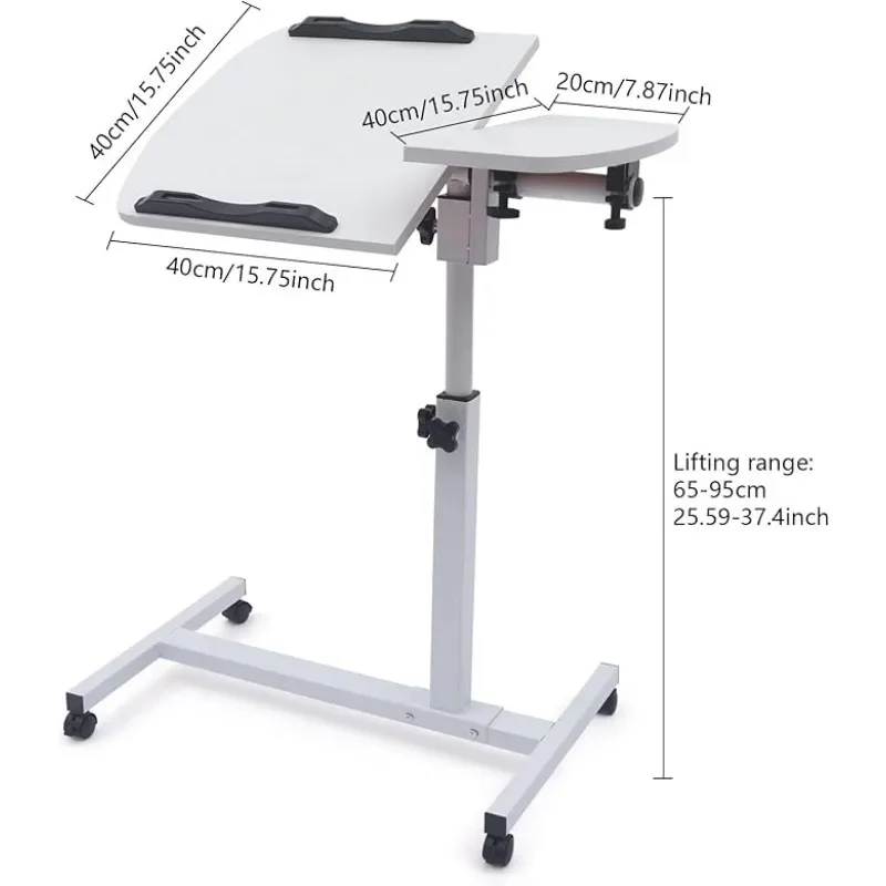 Laptop Desk with Drawer 360&deg; Rotating Plate Double Anti-slip Strips Height Adjustable Foldable Portable Bed Table for Students