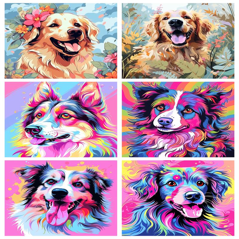  PhotoCustom Painting By Number With Frame Painted Dog Drawing On Canvas Pictures By Numbers Animals Home Decoration Diy 