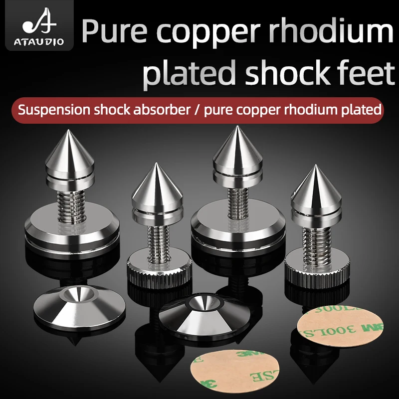 Hiend 4 PCS Speaker Feet Spikes Pure Copper Rhodium Plated Adjustable