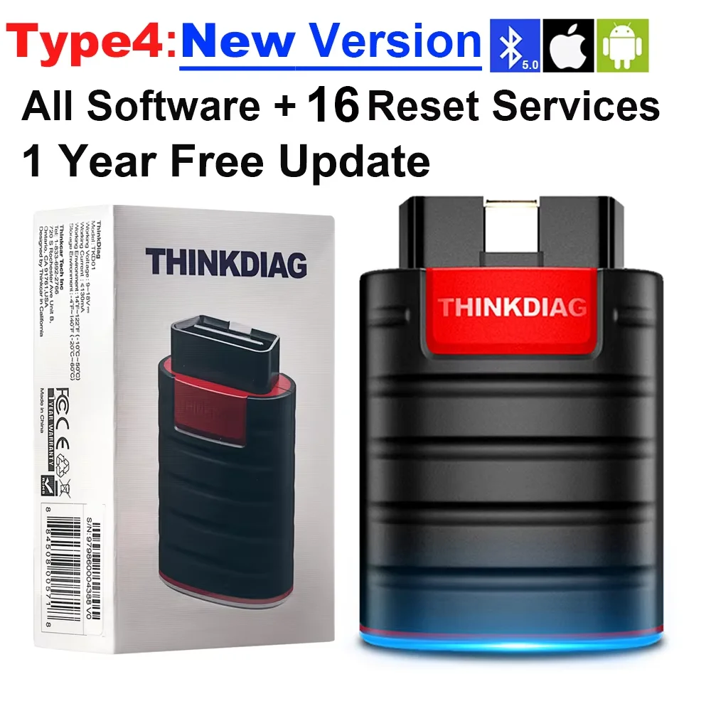 2025 THINKCAR Thinkdiag New Version Full System All Car 16 Reset Service OBD2 Diagnostic Tool ECU Coding Active Test 1 Year Free