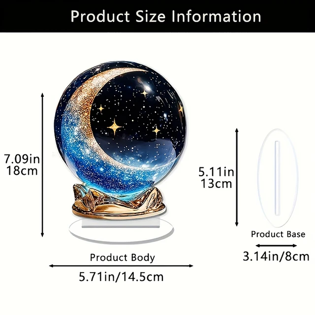 Boule de cristal de Style bohème 2D, Figurine plate en acrylique, pour la maison, le bureau, le café, la salle, le Studio, vitrine, ornement de Table, Kit de décoration de bureau 6