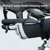 ROCKBROS Winter Warm Gloves Touch screen Cycling Gloves Full Finger MTB Bike Gloves Non Slip Silicone Palm Thermal Ski Gloves 5