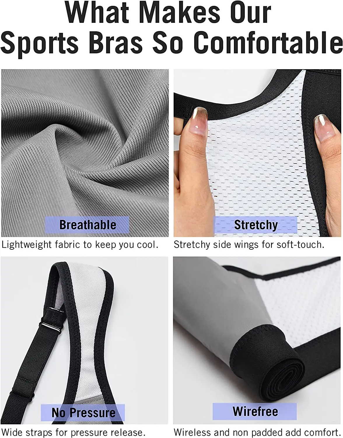 SYROKAN Women High Impact Support Moisture-wicking Bounce Control Workout Wirefree Non Padding Plus Size Sports Bra sports bra