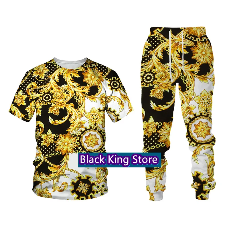 Summer T-Shirt Trousers Pants Set Casual Brand Fitness Jogger Pants Hot-Selling T Shirts Fashicon Suit Men's Tracksuit Outfit