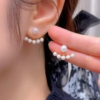 925 Silver Needle Korean Fashion Pearl Earrings For Women Jewelry 2025 Trending New Luxury Women's Behind Ear Stud Earrings Gift