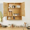 Natural Bamboo Bathroom Cabinet Wall Mounted Kitchen Cabinet Cupboard Storage Organizer 3 Tier Shelf 1