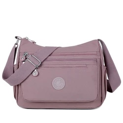 Women's Waterproof Nylon Crossbody Shoulder Bag - Stylish Messenger Handbag (Dark Red)