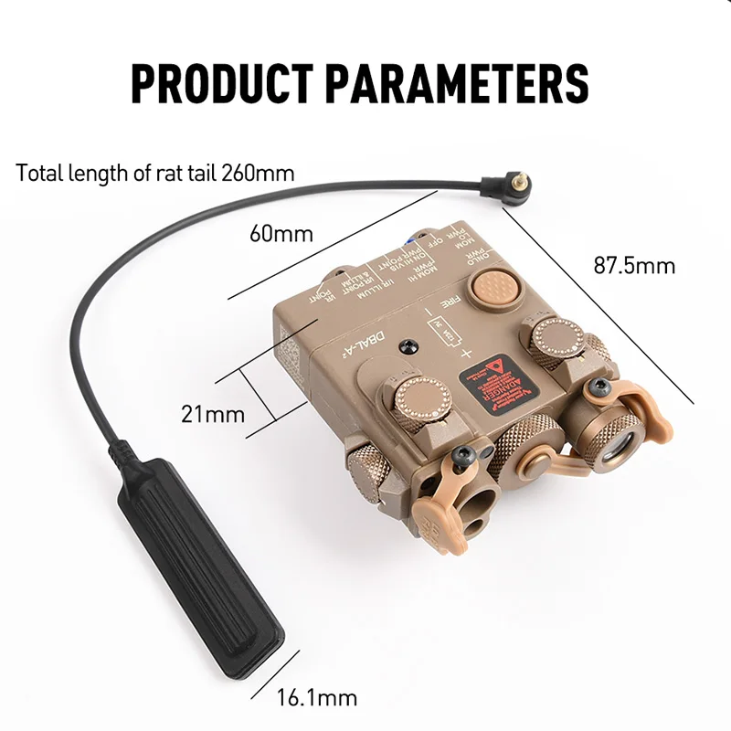 Tactical Dbal a2 Laser Indicator Green Laser + White Light Fit 20mm Picatinny Rail Peq Airsoft Hunting Weapon Red Dot Rays MAWL